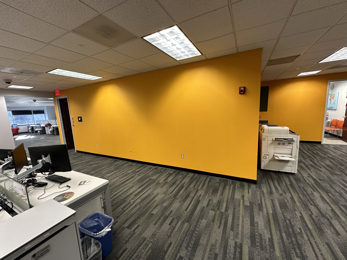 Corporate office bold yellow accent wall by J&B Painting