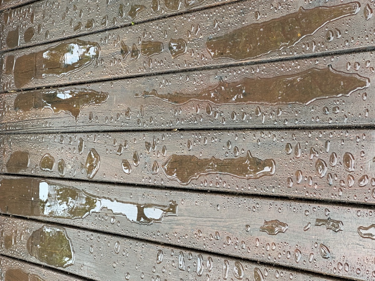 Water-repellent deck stain finish close-up by J&B Painting